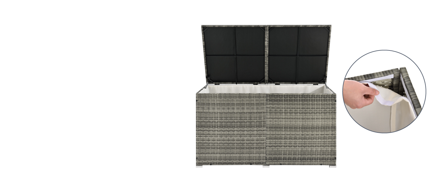 Ящик для подушок Juskys Ikaria 950 л з кришкою та автоматичним підйомним механізмом, сірий - для саду 145x82x79 см