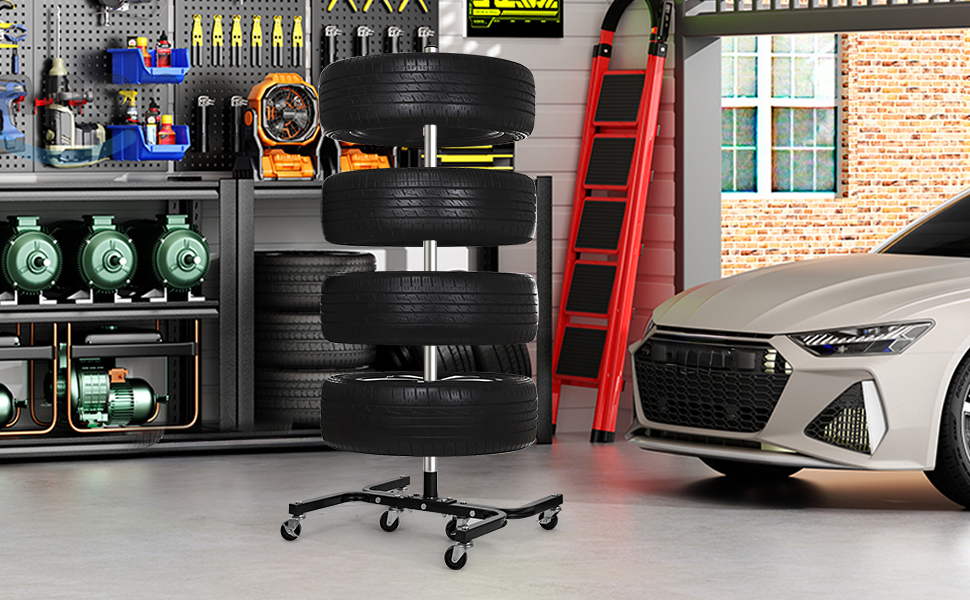 Стійка для шин на коліщатках - органайзер для зберігання автопокришок, до 150 кг