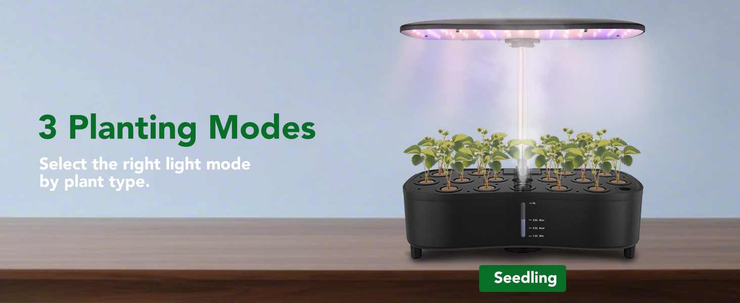 Система гідропоніки Sonidko для вирощування розсади з LED-лампою 48W, авто-таймером та регулюванням висоти, 5L резервуар