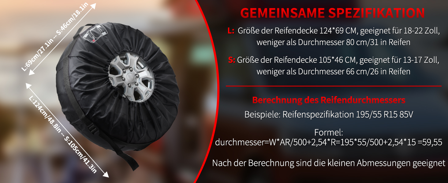 Набір чохлів для шин Geloo 18-22 дюйми (4 шт.) - Водонепроникні, пилонепроникні, чорні