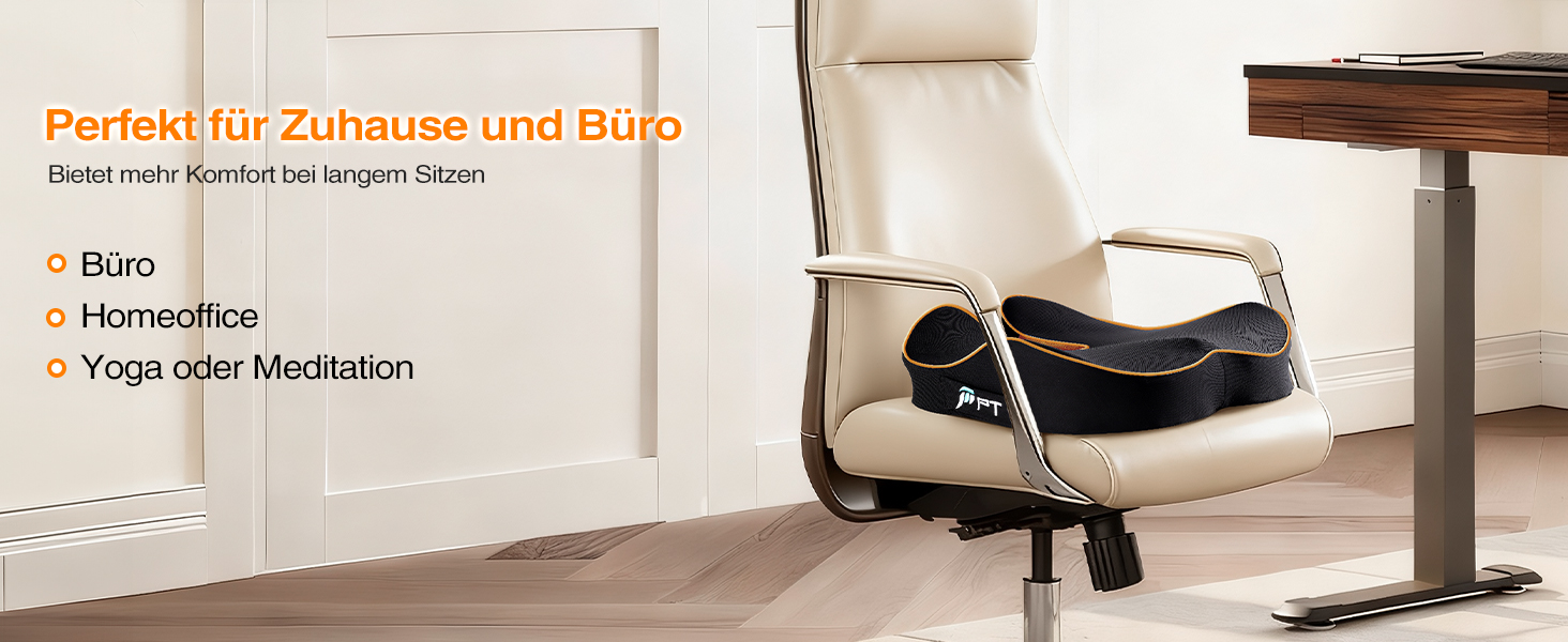 Ергономічна подушка для сидіння з Memory Foam для офісного крісла та авто, подушка для офісу, авто та дому, знімний чохол, протиковзаюча поверхня, розмір M (60–85 кг) (L-Extra Fest (110–140 кг))