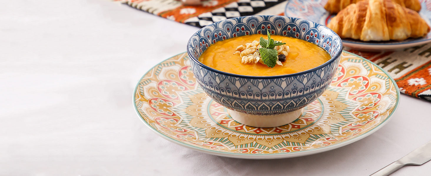 Набір посуду Vancasso MANDALA 48 предметів: сервіз для 12 осіб, ручна робота, богемський стиль