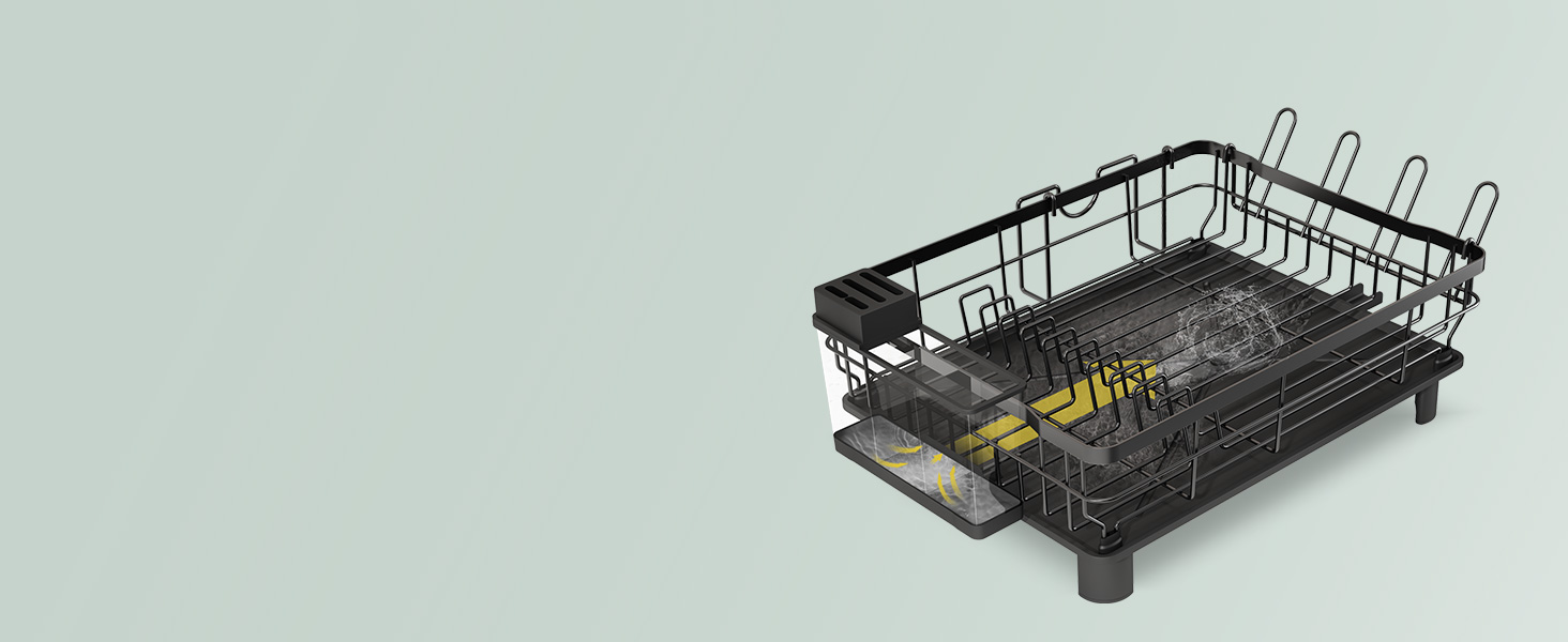 Сушарка для посуду MAJALiS, нержавіюча сталь, носик, що обертається на 360, килимок для крапель, тримач для напоїв і нарізаної дошки