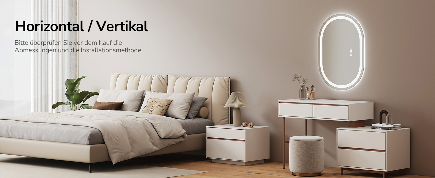 EMKE Дзеркало для ванної кімнати з підсвічуванням 50x90 см овальне з сенсорним вимикачем, 3 кольори світла, регулювання яскравості, антизапарник, функція пам'яті, автоматичне вимкнення через 3 години