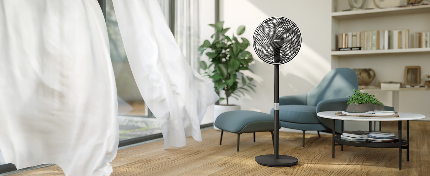 Вентилятор підлоговий Philips Series 5000 CX5535/11 з пультом, таймером, 3 швидкостями, 40 Вт, чорний