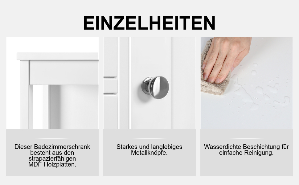 Шафка для ванної кімнати Yaheetech з 3 шухлядами та 1 дверцятами, регульовані полиці, 66 x 35 x 90 см