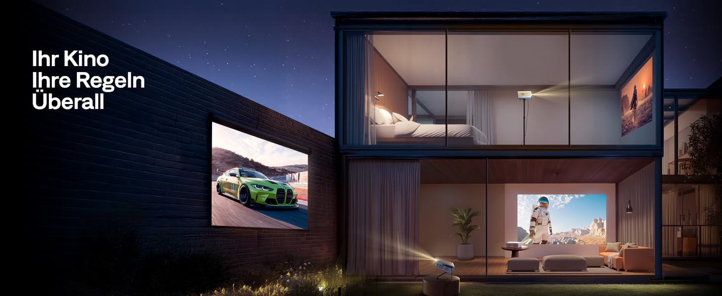 Aurzen Eazze D1 Smart Beamer: 4K проєктор для дому з Wi-Fi, Bluetooth, Netflix, Dolby Audio, автофокусом та корекцією трапеції. Підтримує Full HD 1080P. Білий (GTV)