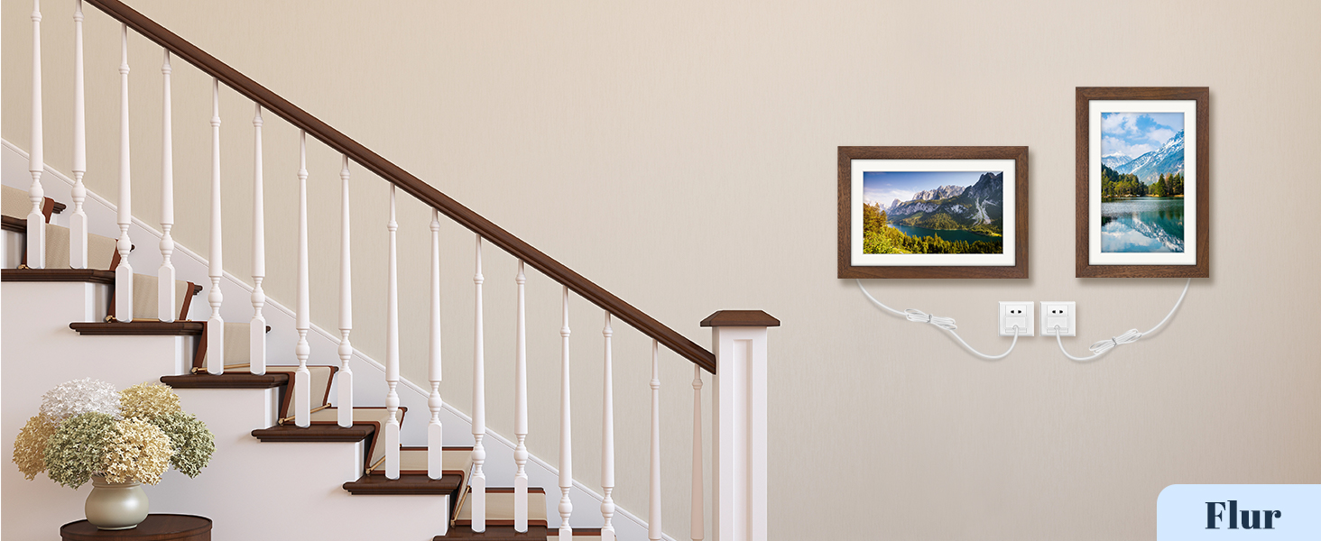 Цифровий фоторамка Frameo 10.1 дюйма з Wi-Fi, горіхове дерево, 32GB, IPS Touchscreen, Wi-Fi, фото/відео через додаток Frameo, подарунок для чоловіків та жінок