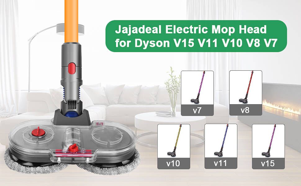 Електрична насадка для швабри Jajadeal для Dyson V15 V11 V10 V8 V7 аксесуари, насадка для швабри для Dyson зі знімним резервуаром для води, 12 миються швабр (набір насадок для швабри -1)