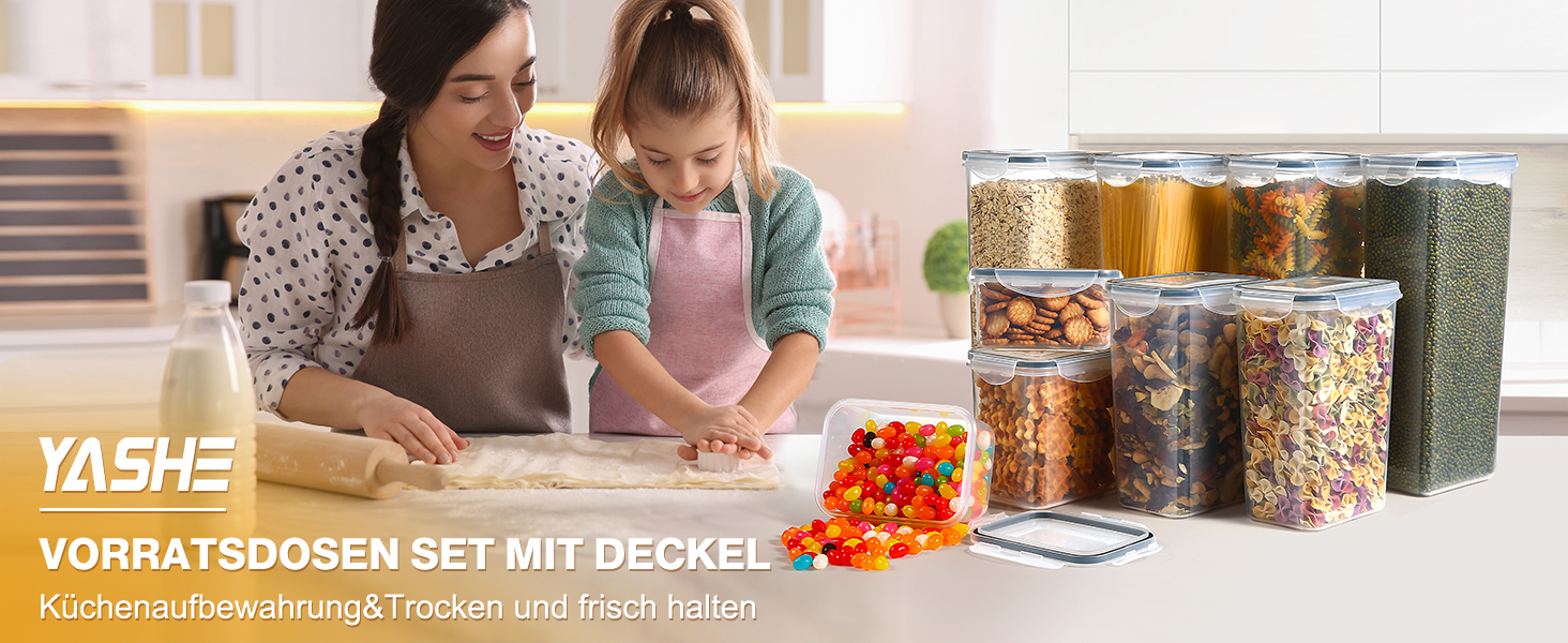 Набір контейнерів для зберігання продуктів YASHE 24 шт. з кришкою, герметичні, BPA-free, для сухої їжі, мюслі, борошна та цукру