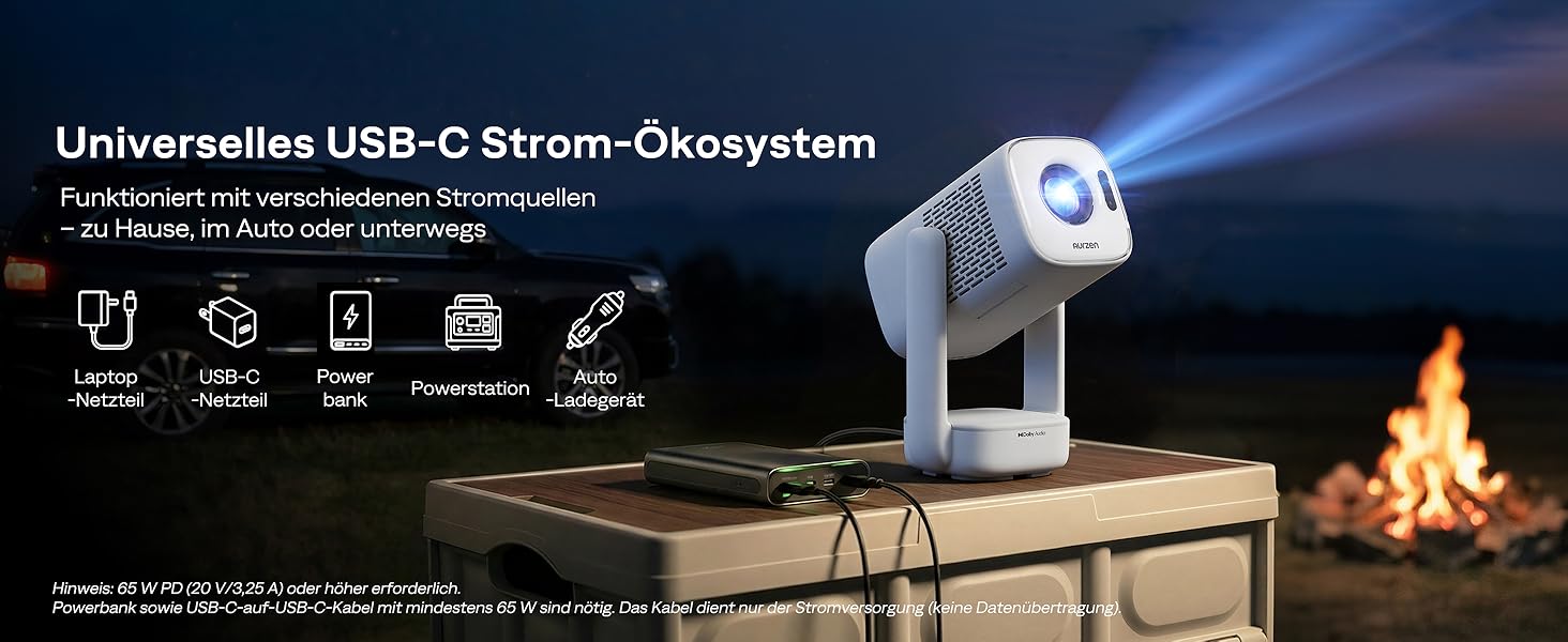 Проектор Aurzen D1 Air Smart: 1080P, 4K, HDR10, Dolby Audio, Netflix, USB-C, Автофокус, Компактний