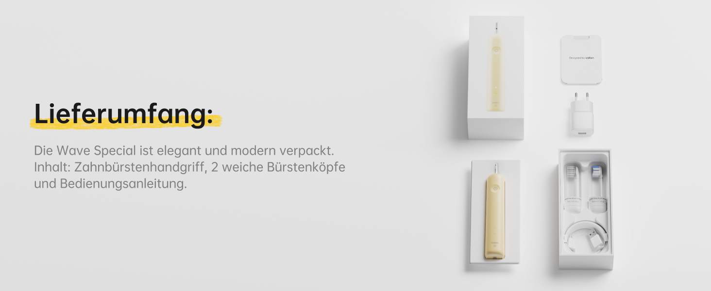 Електрична зубна щітка Laifen Wave Spezial з осциляцією та вібрацією, звукова, для дорослих, з додатком, 2 насадки (зелена), 1 шт. (упаковка) (жовта, 1 шт. (упаковка))