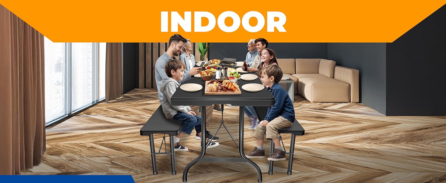 Стол KESSER® для пікніка, кемпінгу та саду, розкладний, 183x76 см, на 6 осіб, з чохлом та ручкою, антрацит