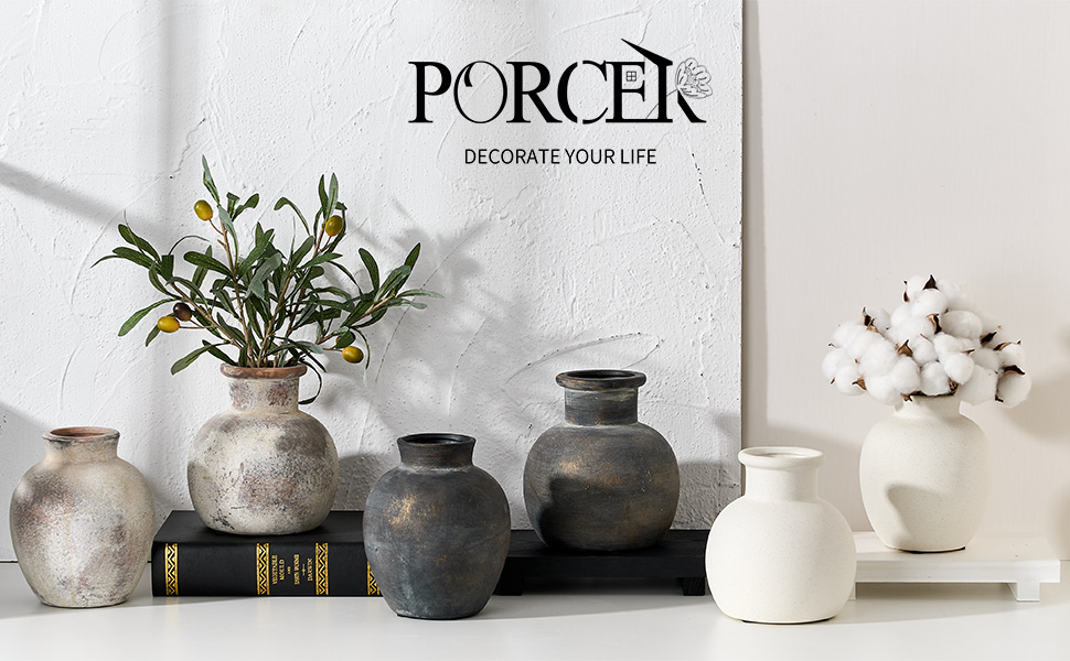 Керамічна ваза для квітів ручної роботи, 15.2 см, богемний стиль, декор для дому, теракота, сіро-коричневий колір