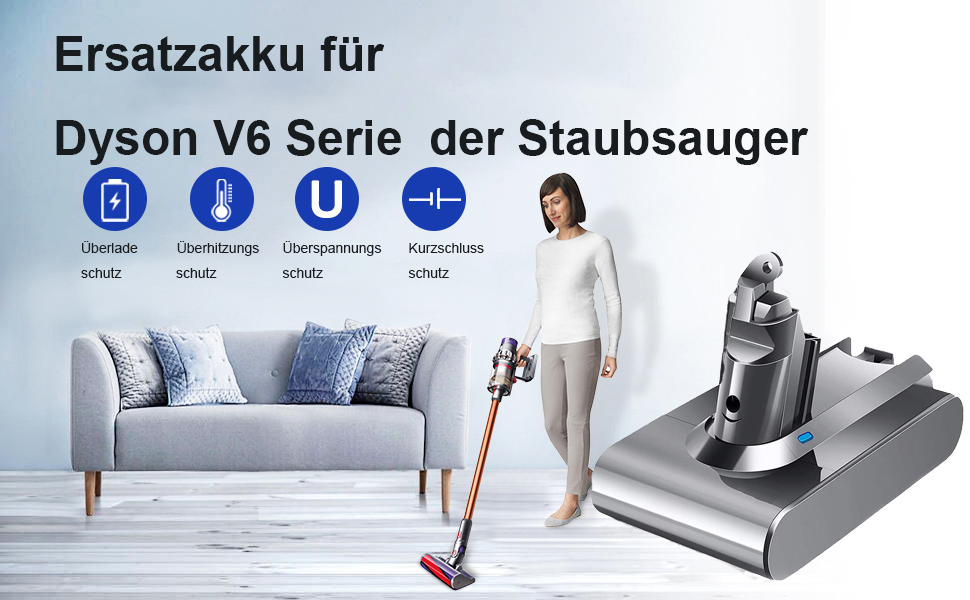 ОновленаЗмінна батарея 6000 мАг для Dyson V6 2 фільтри для DC62, DC58, DC59, DC61 Animal, 2024