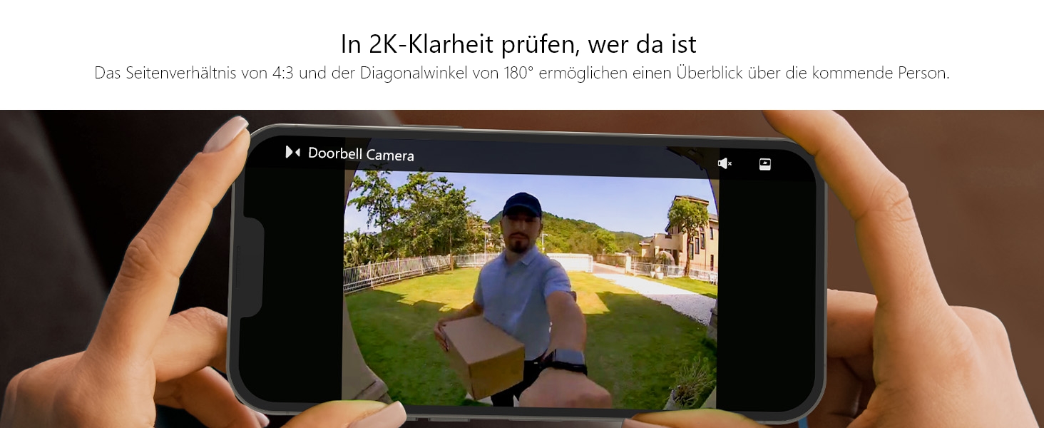 Відеодзвінок Reolink 5MP PoE з Чаймом, UHD, 180° Ultraweitwinkel, двосторонній аудіо, розпізнавання осіб, водонепроникний, з сигналізацією, сумісний з NVR