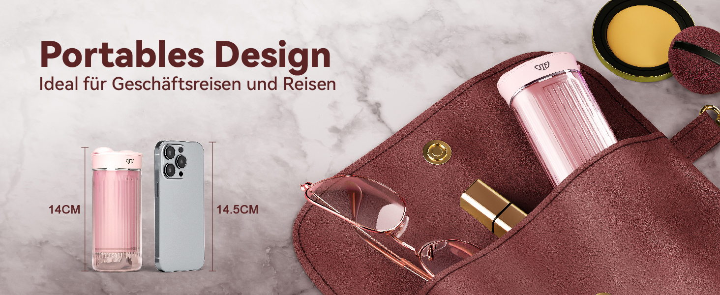 Портативний електричний іригатор для порожнини рота JTF Mini, бездротовий, для подорожей, з 5 насадками, 4 режими, 230 мл, водонепроникний (IPX7), рожевий