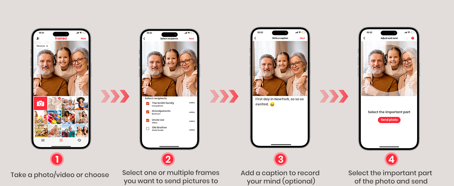 Цифровий фоторамка Frameo 10.1 дюйма з Wi-Fi, сенсорний IPS екран HD 1280*800, 32GB пам'яті, автоповорот, підтримка Frameo App для зручного обміну фото та відео, корпус з дерева (15.6 дюймів)