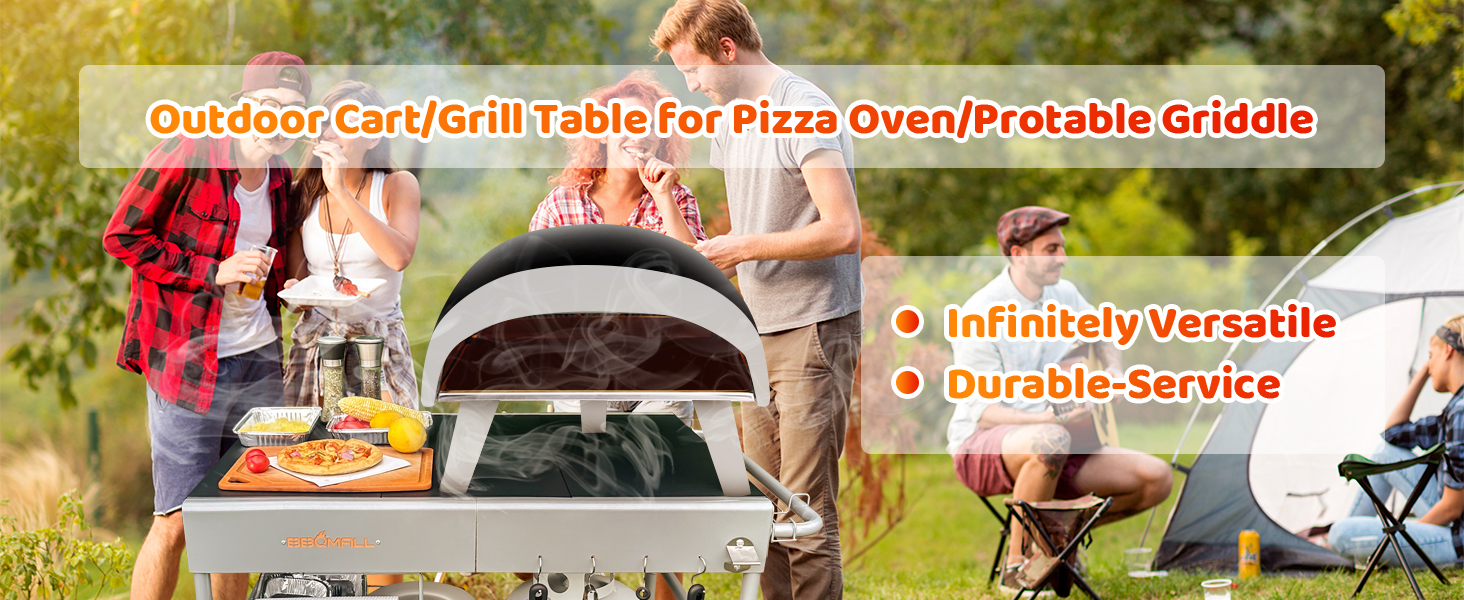 Підставка для грилю та піци GFTIME для Koda/Karu/Fyra, Ninja Woodfire, Blackstone, Weber Q. Роликовий кухонний візок, 128x64x78 см