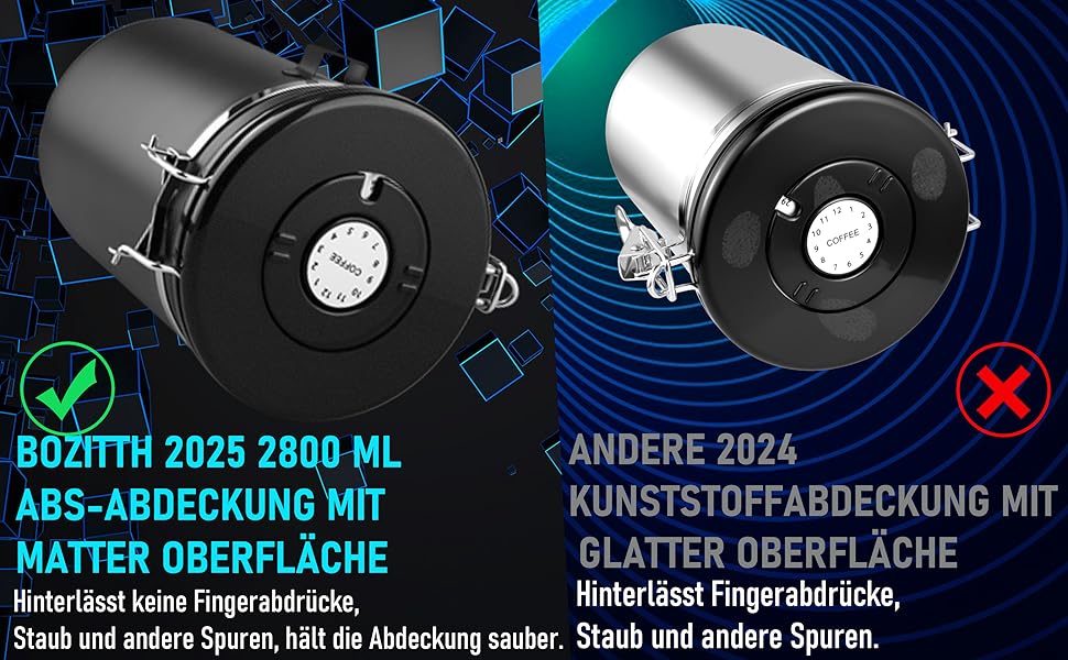 Контейнер для кави 1 кг з нержавіючої сталі з герметичним клапаном, вікном та мірною ложкою