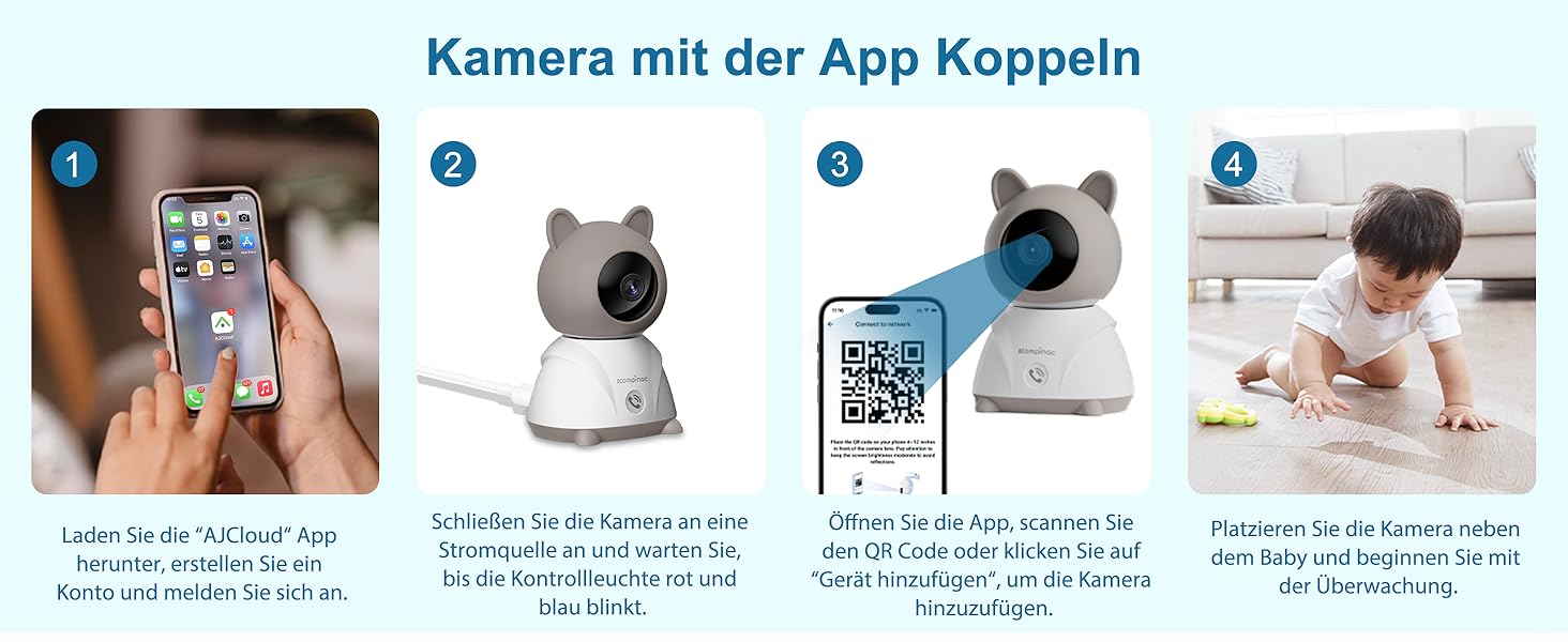 Відеоняня з камерою 2K PTZ: монітор для немовлят з нічним баченням, датчиком руху, лушпаннями, зумом 4x та записом