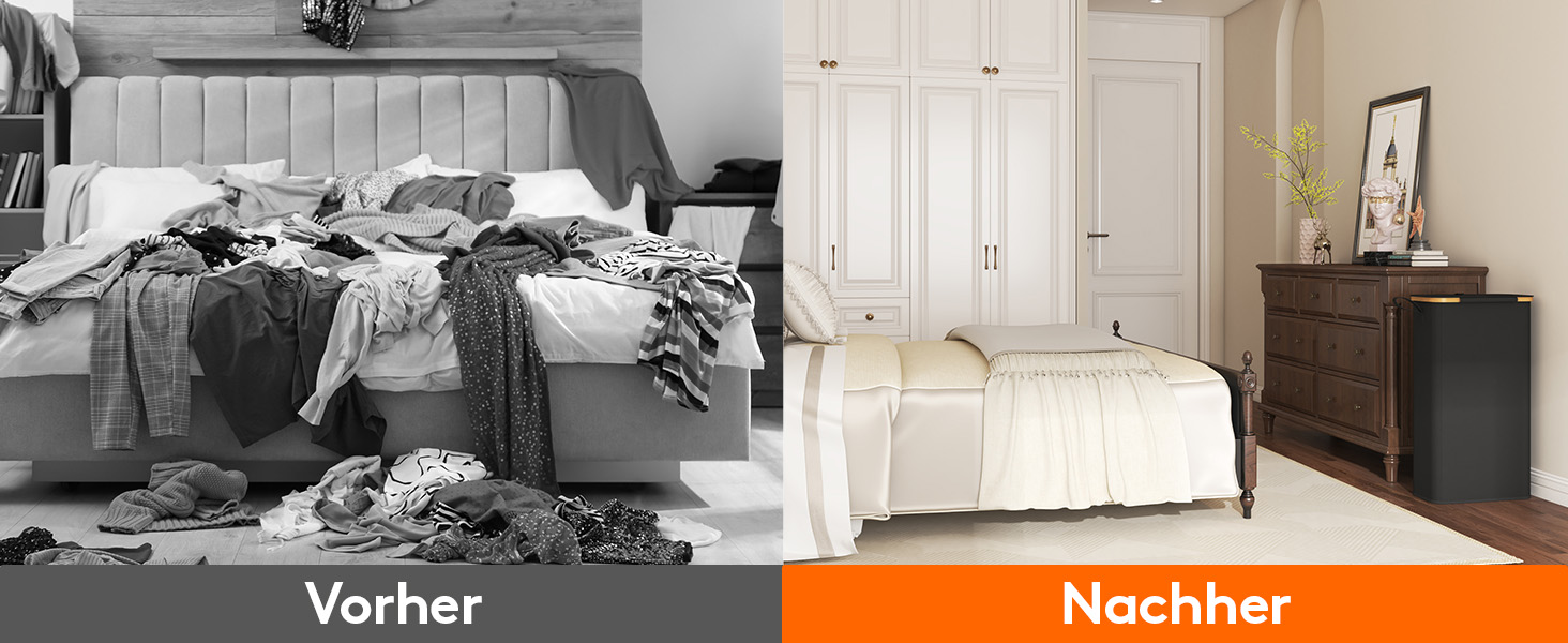 Кошик для білизни Lifewit з кришкою, вузький, складаний, 65л, бамбук, з ручкою, чорний