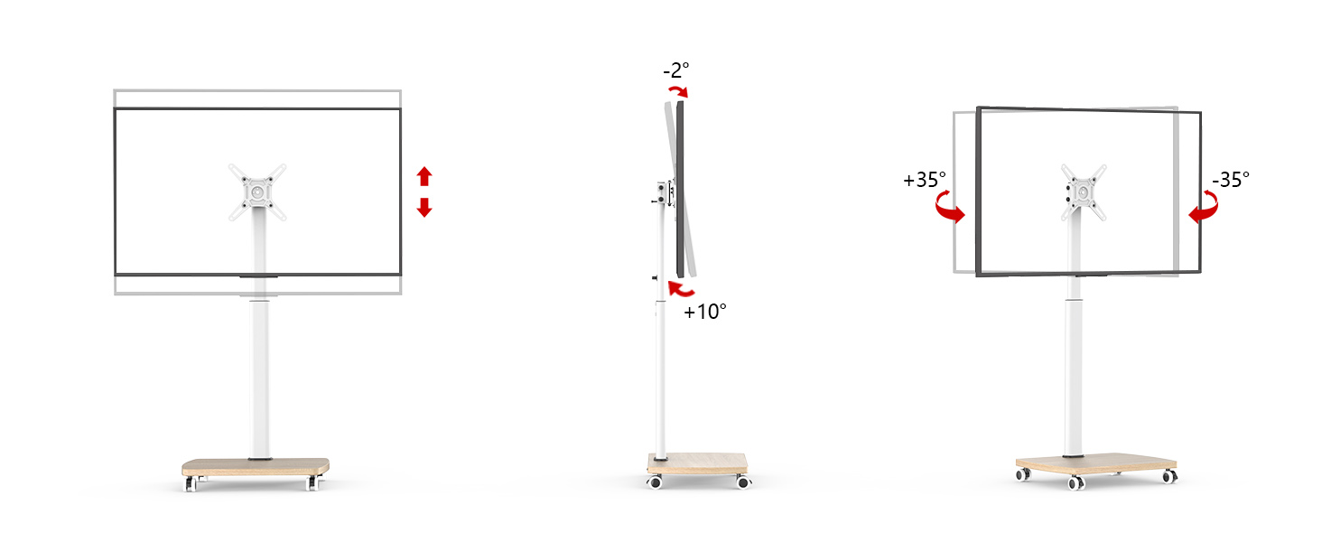 Підставка для телевізора мобільна з дерев'яною основою, поворотна, 19-42 дюйми, біла, до 20 кг, VESA 200x200 мм