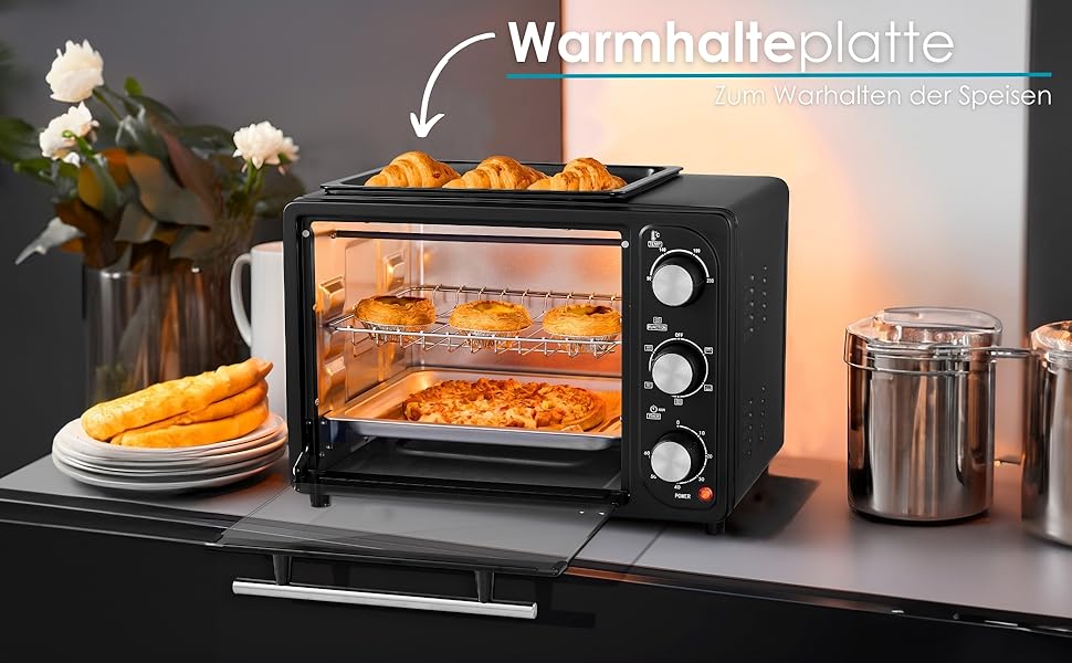 Міні-піч 20 літрів з конвекцією 3в1 | З підігрівом, 2 дека + решітка, таймер 60 хв, 1300W | Піч для піци