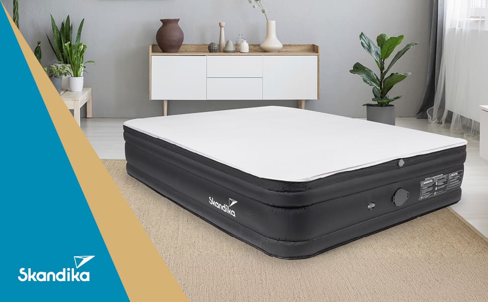 Надувна повітряна матрац Skandika Sveja Flex з USB-насосом | Матрац для кемпінгу, 204x151x43 см, 300 кг, для 2 осіб