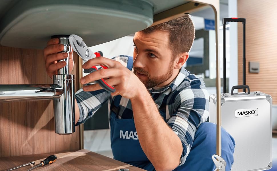 Набір інструментів MASKO 1400 предметів в алюмінієвому кейсі на колесах для дому, авто та хобі | Професійний інструментальний візок