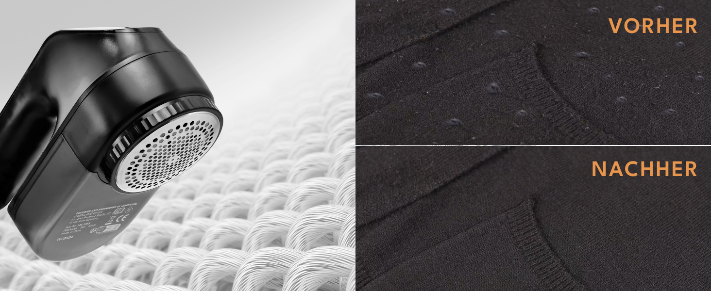 Електричний видалення ворсу LEBENLANG 2000mAh з LED-дисплеєм та пензлем для чищення - до 2 годин роботи, чорний