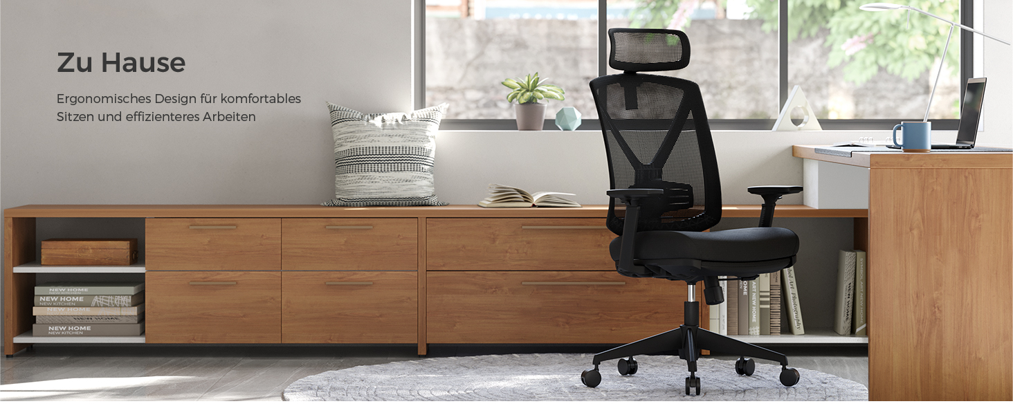 Офісний стілець SONGMICS з підставкою для ніг, ергономічний, з підтримкою попереку, регульованою головою та підлокітниками, регулюванням висоти та функцією гойдання, до 150 кг, чорний OBN61BKV1