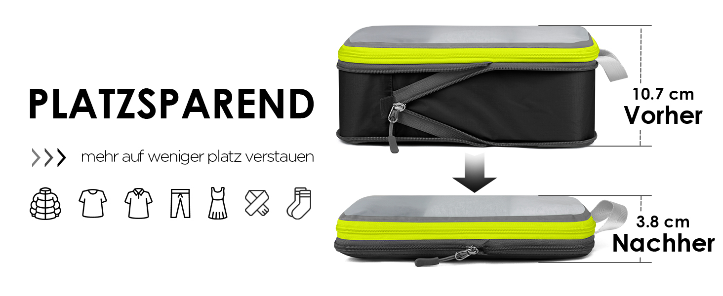 Набір органайзерів для подорожей Cipway: компресійні сумки для одягу та рюкзака, легкі сітчасті пакувальні куби (6 шт), чорний