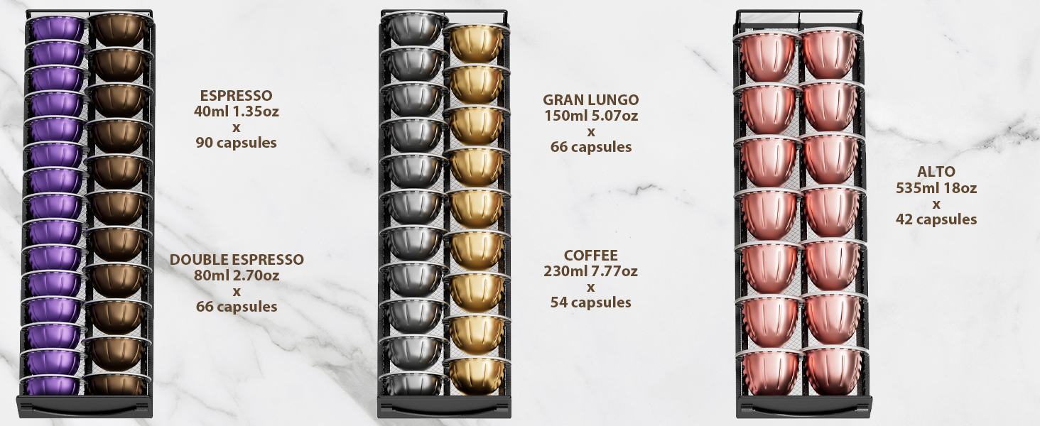 Тримач для капсул Vertuo/Nespresso (90 шт.) - металевий, чорний