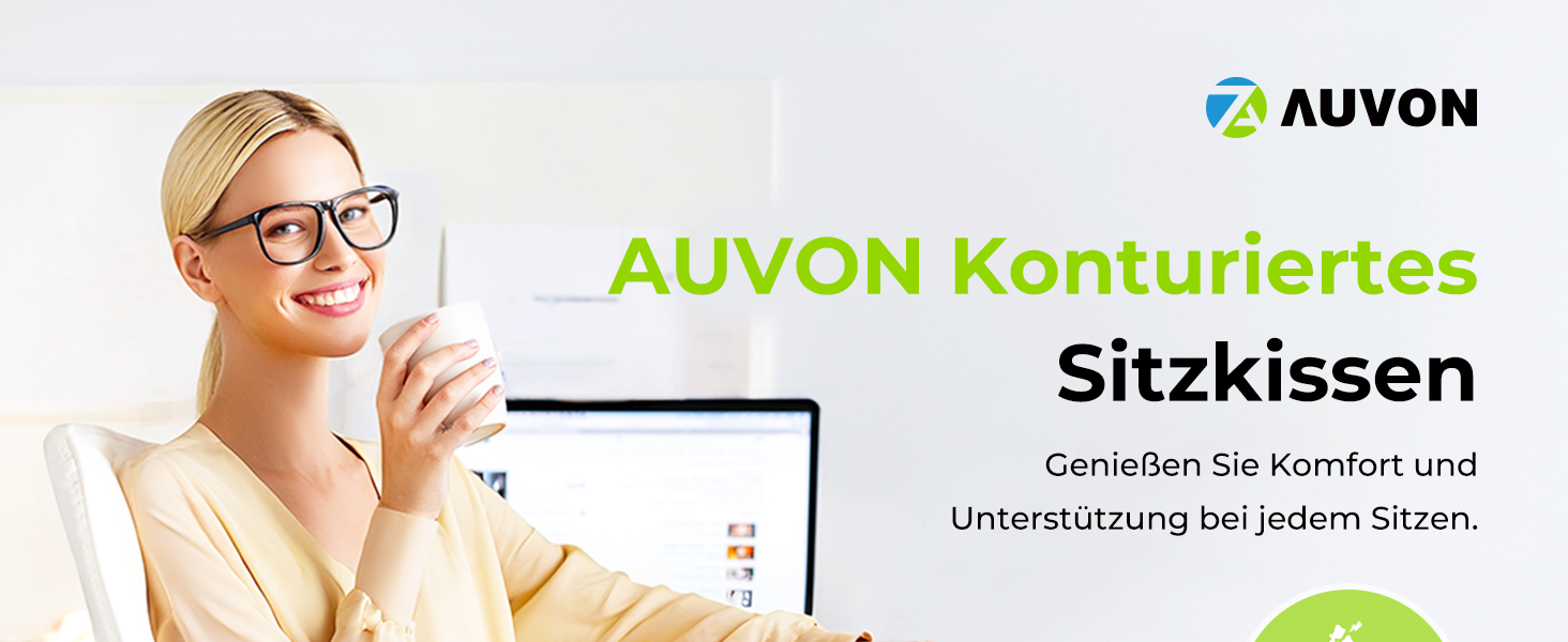 Ортопедична подушка для сидіння AUVON Kontur: для спини, куприка, ішіасу. Ергономічна подушка для офісу, авто, дому. З піною з пам'яті високої щільності.