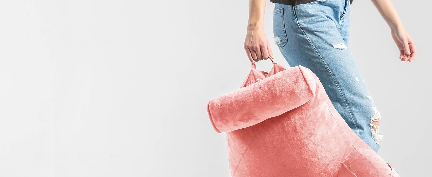 Подушка для читання Ella Lesekissen для ліжка та дивана з знімною подушкою для шиї - подушка для спини для ліжка. Подушка для читання з піною з пам'яті з підлокітниками, ідеально підходить для читання, перегляду телевізора, відпочинку або як спинна підтримка (Рожевий)