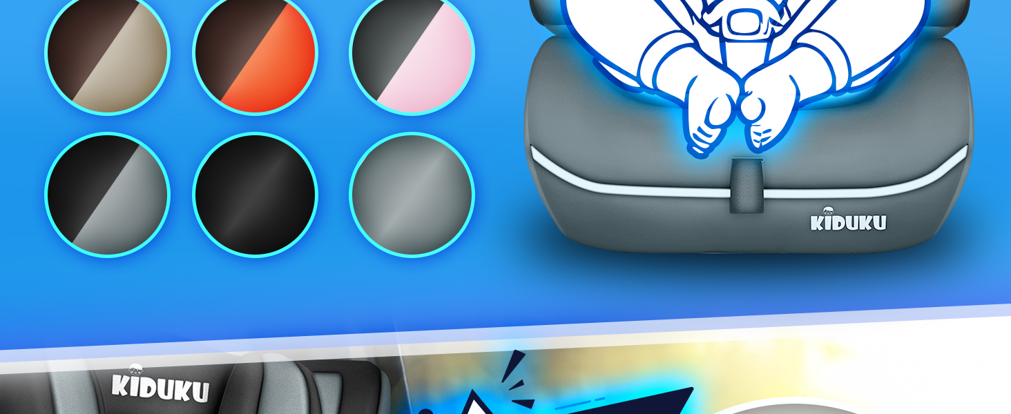 Автокрісло KIDUKU® 9-36 кг (1-12 років) з підкладкою - Автомобільне крісло ECE R129/03, Група 1/2/3, чорне