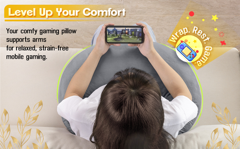 Подушка для читання та ігор AS AWESLING з підтримкою спини - подушка для шиї та попереку для ліжка, дивана, підлоги, з підставкою для ніг