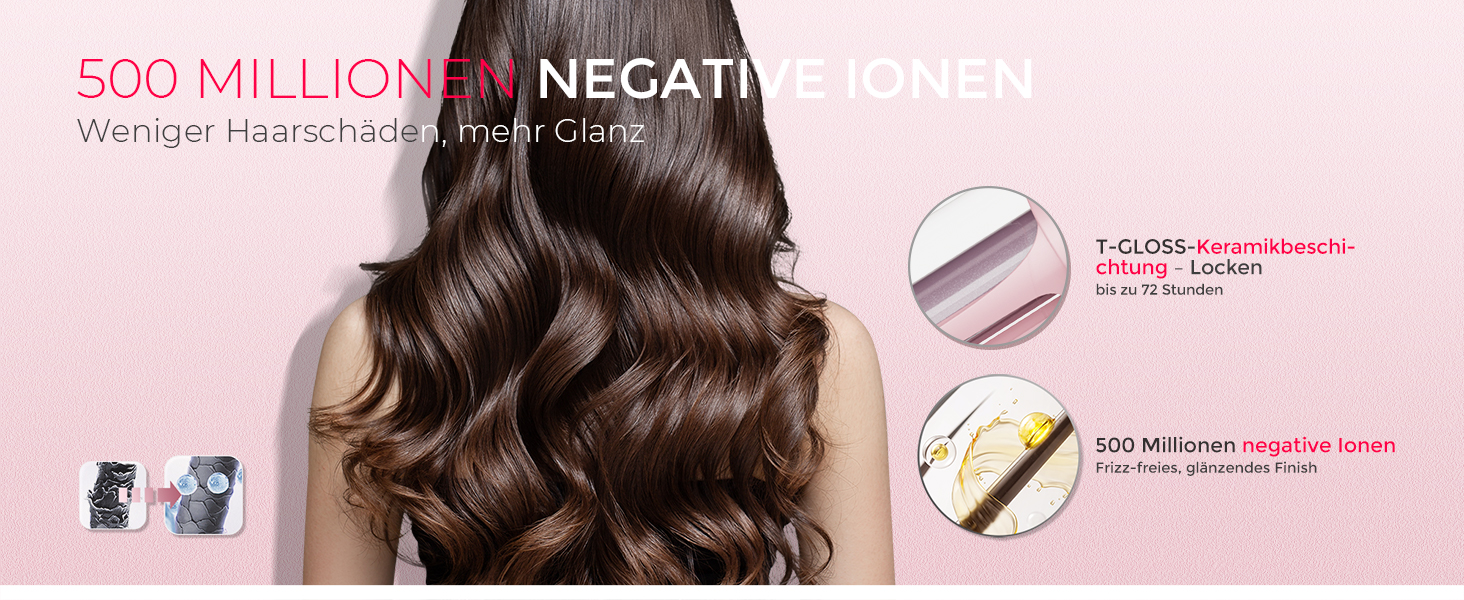 Автоматичний локон-стайлер TYMO CURLPRO 25mm - рожевий, з термозахистом, 3 температурні режими (160-210°C), для великих та маленьких локонів