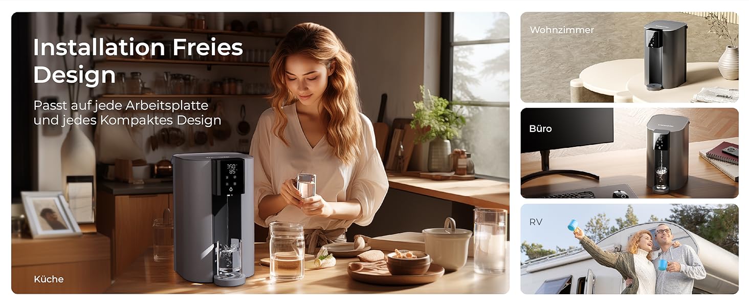 Система зворотного осмосу Waterdrop CoreRO для встановлення на стільницю з миттєвим гарячим водопостачанням, 5 температурних опцій, 6-ступенева фільтрація, 3:1 чиста вода до відпрацювання, зменшує PFAS, без встановлення, WD-C1H