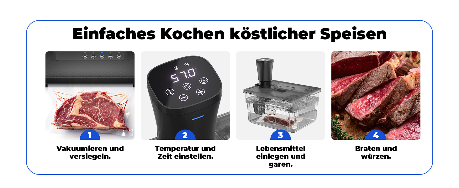Су-від кухонний прилад Sous Vide Garer Stick 1000W з резервуванням, прецизійний посуд для приготування їжі, іммерсійний циркулятор