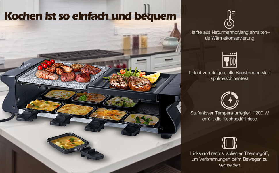 Раглеті гриль Cusimax для 8 осіб з регулюванням температури, антипригарне покриття, 1500W, CMRC-300