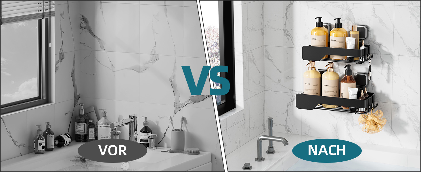 Корзина для душу TAILI з нержавіючої сталі, без свердління, чорна, 2 шт.