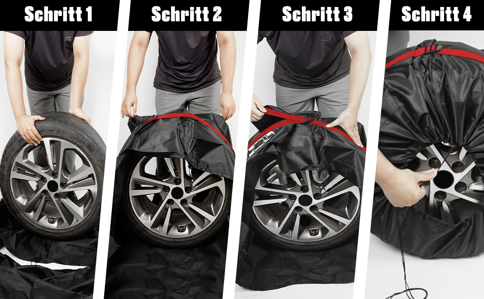 Набір чохлів для шин 4 шт., захисні чохли для шин 19-23 дюйми, водонепроникні, з UV-захистом, для зберігання та транспортування, червоний, розмір L (Ø 81 см) + M