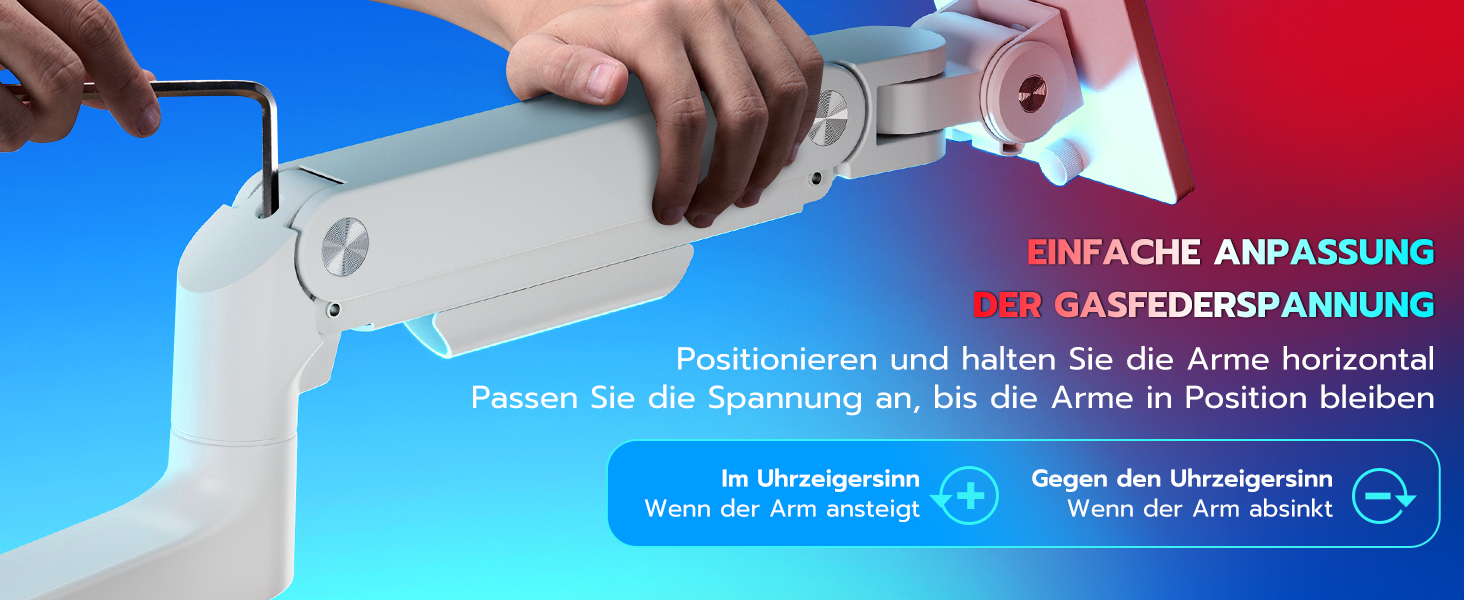 Кріплення для монітора ARES WING для 2 моніторів, 17-49 дюймів, газ-амортизатор, регулювання висоти, поворотний, VESA 75/100 мм, 2-20 кг, білий