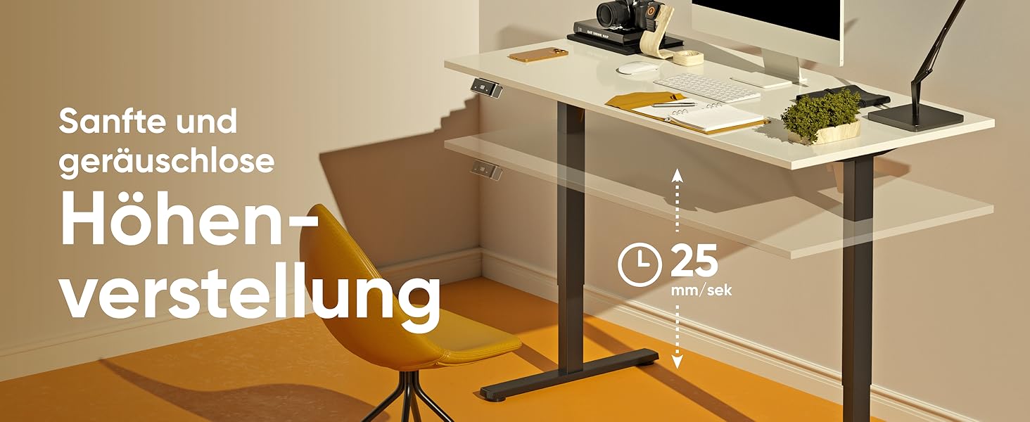 Електричний регульований стіл ONKRON WDF221E-B: чорне металеве підстав'я, для стільниць 120-170 см, до 70 кг