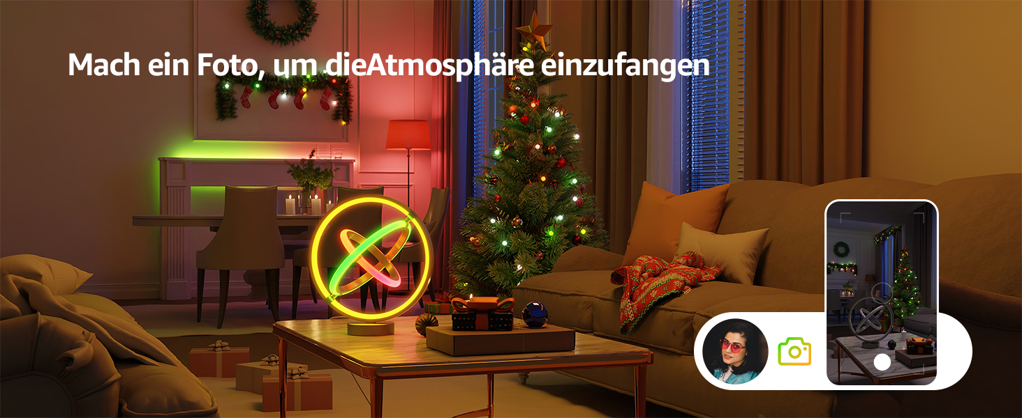 Lepro AI Розумна лампа TB2, Персоналізований світловий дизайнер на основі AI, Синхронізація з музикою/Керування через додаток, Настільна лампа з регулюванням яскравості, RGB+IC технологія, Сумісна з Alexa/Google, Без пульта керування, Ключ скрипки (Planet)