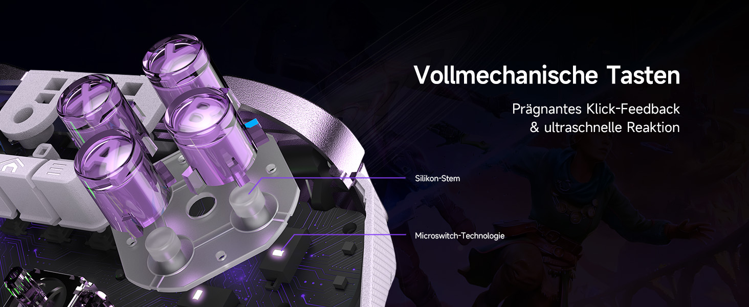 Контролер EasySMX D10 для ПК з підстанцією зарядки, бездротовий контролер з джойстиком TMR та 2-в-1 тригером, 1000Hz polling контролер з RGB підсвічуванням для ПК/Switch/телефону (фіолетовий)