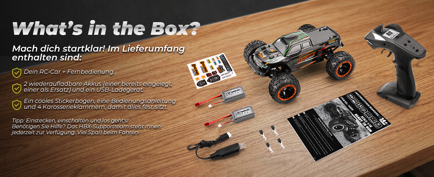 Радіокерований монстр-трак HAIBOXING 1:16, позашляховик 36 км/год, водонепроникний RTR для дітей та дорослих