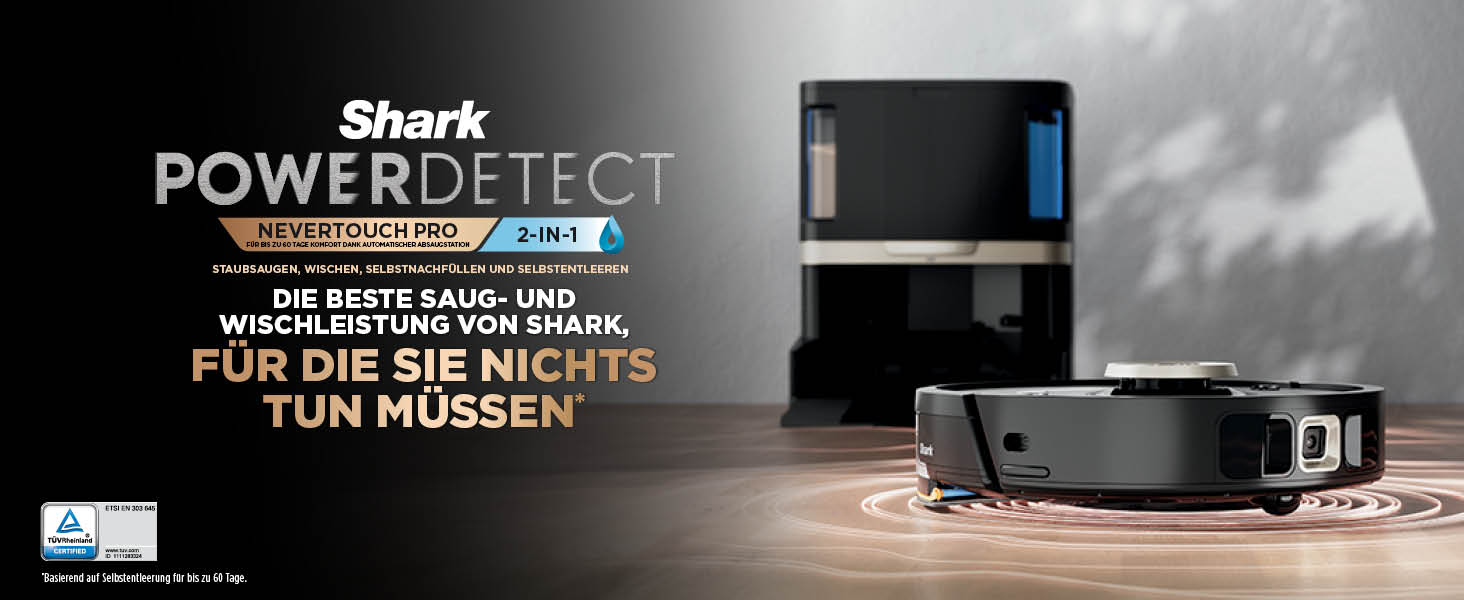 Робот-пилосос та миючий робот Shark PowerDetect RV2800ZEEU: 2-в-1, самостійне очищення, LiDAR-навігація, керування через додаток, чорний